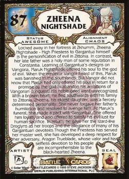1994 Merlin BattleCards #87 Zheena Nightshade Back