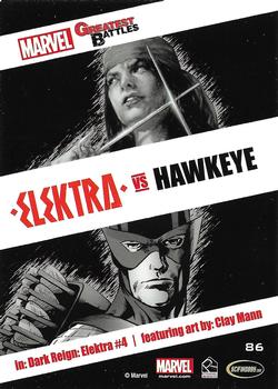 2013 Rittenhouse Marvel Greatest Battles #86 Elektra / Hawkeye Back