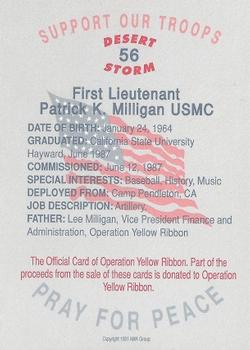 1991 AMA Group Desert Storm Operation Yellow Ribbon #56 First Lieutenant Patrick K. Milligan USMC Back