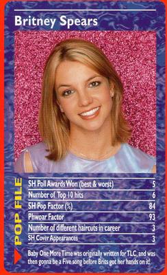 2001 Top Trumps Smash Hits Pop Stars #NNO Britney Spears Front