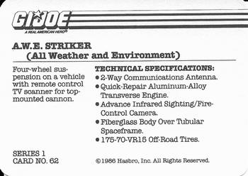 1986 Hasbro G.I. Joe Action Cards #62 A.W.E. Striker Back