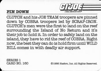 1986 Hasbro G.I. Joe Action Cards #160 Pin Down Back