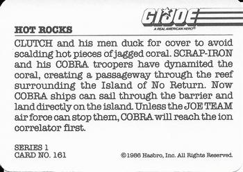 1986 Hasbro G.I. Joe Action Cards #161 Hot Rocks Back