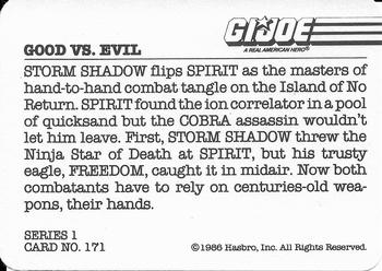 1986 Hasbro G.I. Joe Action Cards #171 Good vs. Evil Back
