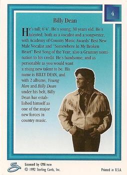 1992 Sterling Country Gold - Gold Foil #4 Billy Dean Back