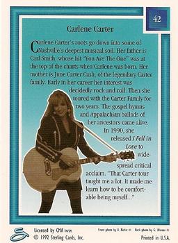 1992 Sterling Country Gold - Gold Foil #42 Carlene Carter Back