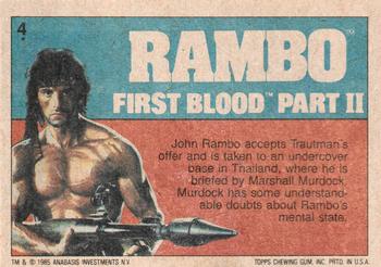 1985 Topps Rambo First Blood Part II #4 Is Rambo Reliable? Back
