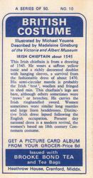 1967 Brooke Bond British Costume #10 Irish Chieftan about 1545 Back