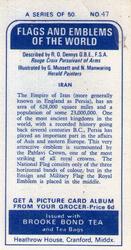 1967 Brooke Bond Flags and Emblems of the World #47 Iran Back