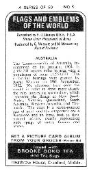 1973 Brooke Bond Flags and Emblems of the World #3 Australia Back