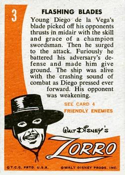 1958 Topps Zorro #3 Flashing Blades Back