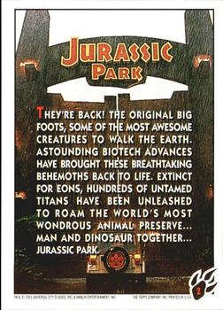 1993 Topps Jurassic Park #2 Welcome to Jurassic Park Back