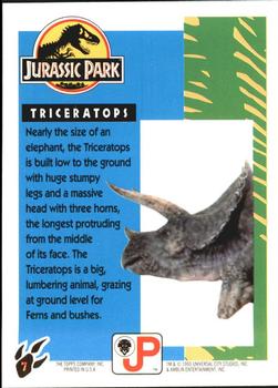 1993 Topps Jurassic Park #7 Triceratops Back