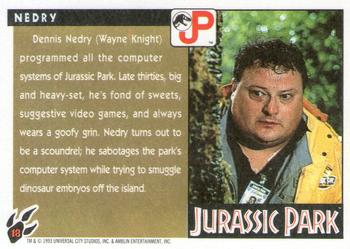 1993 Topps Jurassic Park #18 Dennis Nedry Back