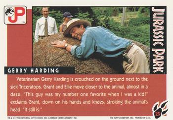 1993 Topps Jurassic Park #29 Gerry Harding Back