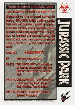 1993 Topps Jurassic Park #89 Title Card (Series 2) Back