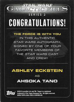 2013 Topps Star Wars: Galactic Files Series 2 - Autographs #2 Ashley Eckstein Back