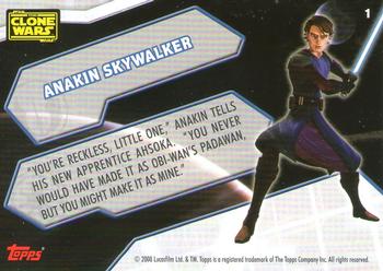 2008 Topps Star Wars The Clone Wars Stickers #1 Anakin Skywalker Back