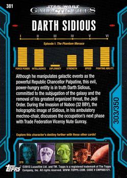 2013 Topps Star Wars: Galactic Files Series 2 - Blue #381 Darth Sidious Back