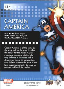 2013 Upper Deck Marvel Now! #134 Captain America Back