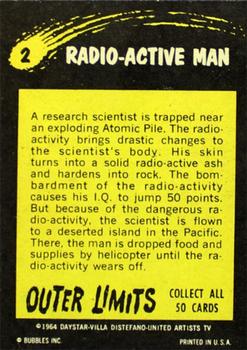 1964 Topps Outer Limits #2 Radio-Active Man Back