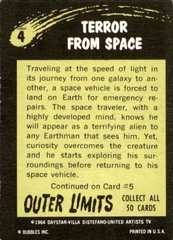 1964 Topps Outer Limits #4 Terror from Space Back