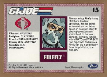 1991 Impel G.I. Joe Gold Border Hall of Fame #15 Firefly Back
