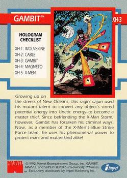 1992 Impel The Uncanny X-Men - Hologram #XH-3 Gambit Back
