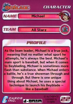 2003 Cards Inc. Beyblade - Foil #22 Michael - Character Back