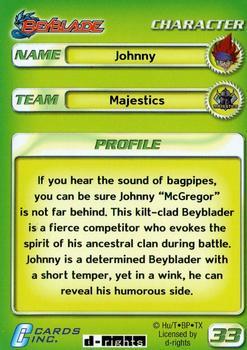 2003 Cards Inc. Beyblade - Foil #33 Johnny - Character Back