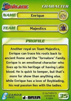 2003 Cards Inc. Beyblade - Foil #35 Enrique - Character Back