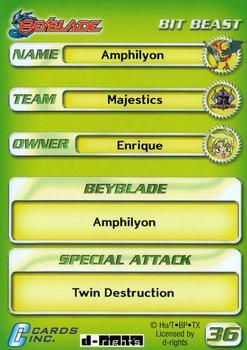 2003 Cards Inc. Beyblade - Foil #36 Amphilyon - Bit Beast Back