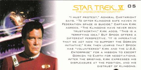 1994 SkyBox Star Trek VI The Undiscovered Country Cinema Collection #05 A Terrifying Idea Back