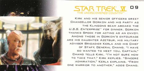 1994 SkyBox Star Trek VI The Undiscovered Country Cinema Collection #09 Dinner Guests Back