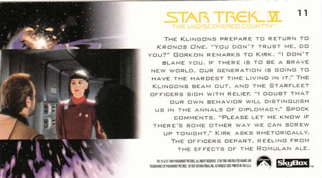 1994 SkyBox Star Trek VI The Undiscovered Country Cinema Collection #11 Farewells Back