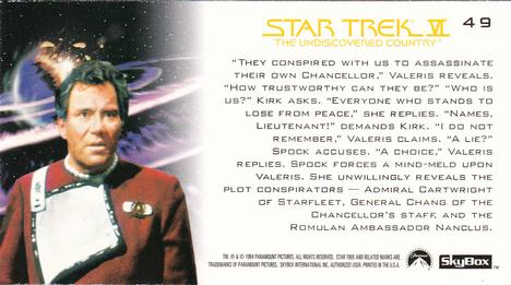 1994 SkyBox Star Trek VI The Undiscovered Country Cinema Collection #49 Invasive Mind-Meld Back