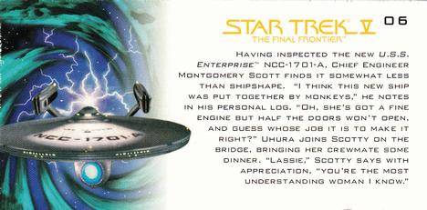 1994 SkyBox Star Trek V The Final Frontier Cinema Collection #06 Shipshape Back
