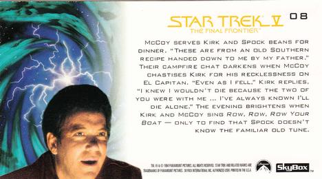 1994 SkyBox Star Trek V The Final Frontier Cinema Collection #08 Campfire Philosophy Back