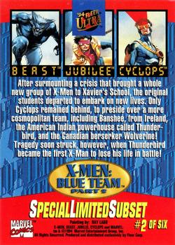 1994 Ultra X-Men - Team Triptych #2 X-Men Blue Team: Cyclops, Beast, Jubilee Back