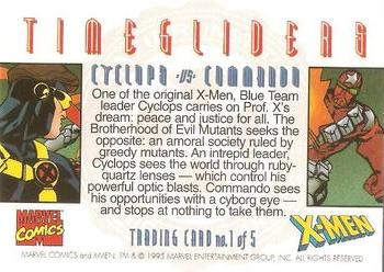 1995 Roy Rogers X-Men Timegliders #1 Cyclops / Commando Back