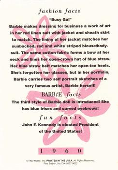 1990 Mattel Barbie Series 1 #13 Busy Gal Back