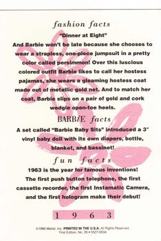 1990 Mattel Barbie Series 1 #28 Dinner at Eight Back
