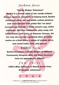 1990 Mattel Barbie Series 1 #35 Candy Striper Volunteer Back
