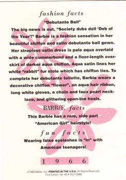 1990 Mattel Barbie Series 1 #60 Debutante Ball Back