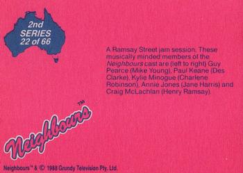 1988 Topps Neighbours Series 2 #22 A Ramsay Street jam session. These musically minde Back