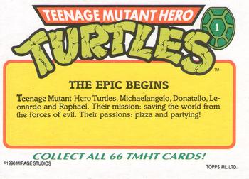 1990 Topps Ireland Ltd Teenage Mutant Hero Turtles #1 The Epic Begins Back