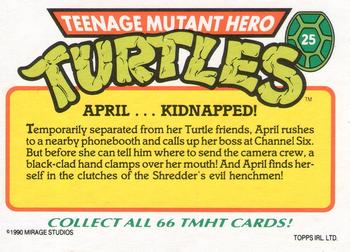 1990 Topps Ireland Ltd Teenage Mutant Hero Turtles #25 April ... Kidnapped! Back