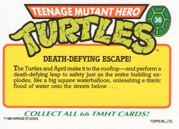 1990 Topps Ireland Ltd Teenage Mutant Hero Turtles #36 Death-Defying Escape! Back