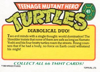 1990 Topps Ireland Ltd Teenage Mutant Hero Turtles #45 Diabolical Duo! Back