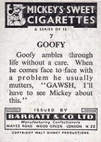 1955 Barratt Walt Disney Characters 1st Series #7 Goofy Back